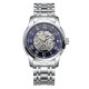 Мужские механические часы Winner 8250 Silver-Blue со стальным браслетом и синим циферблатом