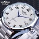 Мужские механические часы Winner 8023 Silver-White Steel с автоподзаводом и стальным браслетом