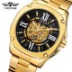 Мужские механические часы Winner 8184 Gold-Black Steel с автоподзаводом и стальным браслетом