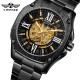 Мужские механические часы Winner 8184 Black Steel с автоподзаводом и стальным браслетом