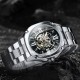 Мужские механические часы Winner 8184 Silver-Black Steel с автоподзаводом и стальным браслетом