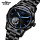 Мужские механические часы Winner 8116 Black Steel с автоподзаводом и браслетом