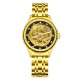 Мужские механические часы Winner 8222 Gold-Black Steel с автоподзаводом и стальным браслетом
