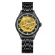 Мужские механические часы Winner 8222 Black-Gold Steel с автоподзаводом и стальным браслетом