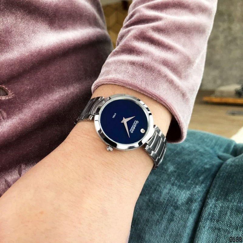 Жіночий годинник Guardo S02407-3 Silver-Blue з синім циферблатом та сріблястим браслетом