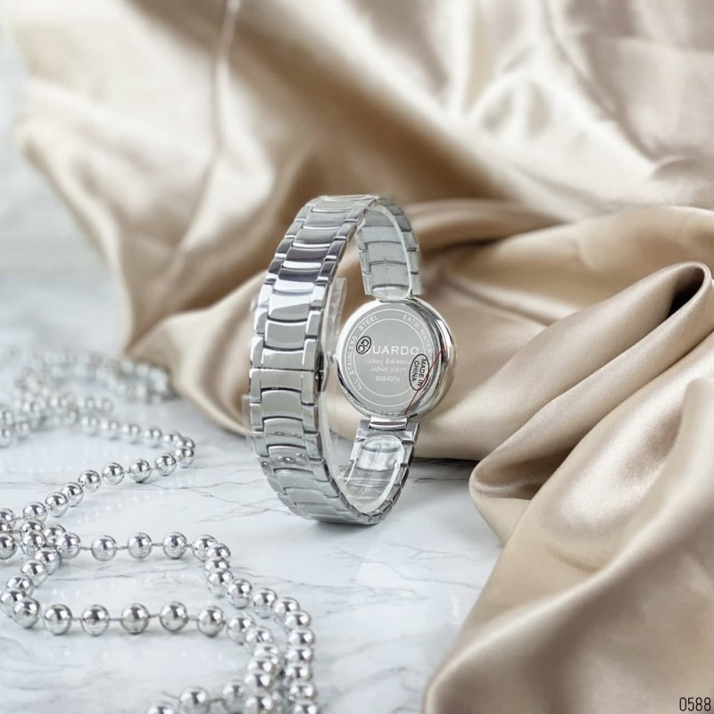 Жіночий годинник Guardo S02407-3 Silver-Blue з синім циферблатом та сріблястим браслетом