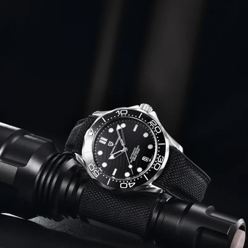 Мужские часы Pagani Design PD-1685 Silver-Black с сапфировым стеклом и механизмом SEIKO NH35A