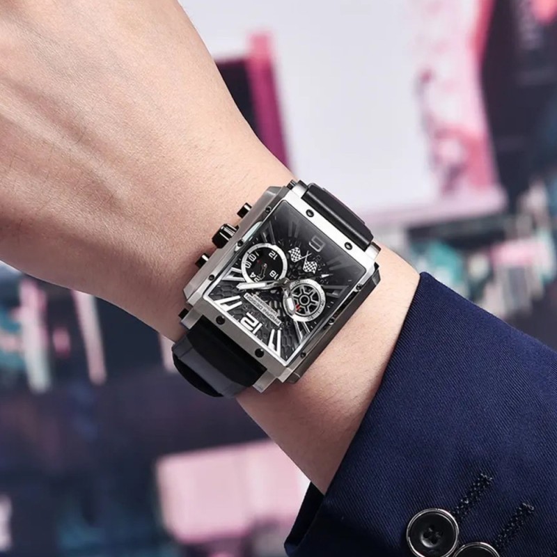 Мужские часы Pagani Design PD-1725 Silver-Black с сапфировым стеклом и механизмом SEIKO VK64