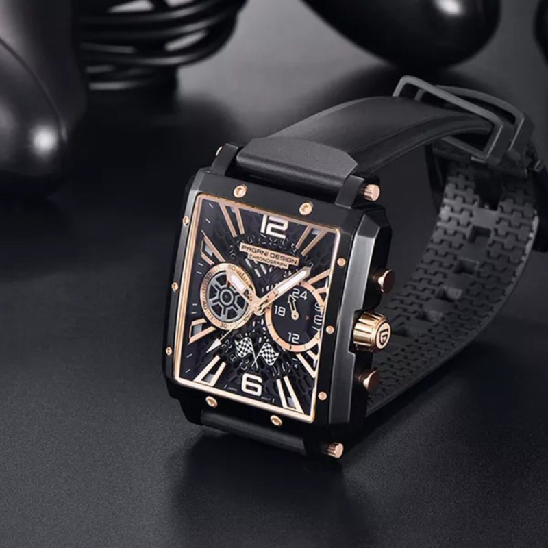 Мужские часы Pagani Design PD-1725 Black-Black с сапфировым стеклом и механизмом SEIKO VK64