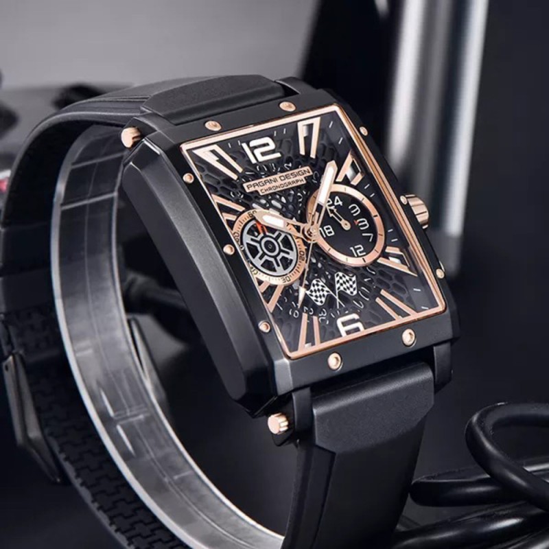 Мужские часы Pagani Design PD-1725 Black-Black с сапфировым стеклом и механизмом SEIKO VK64