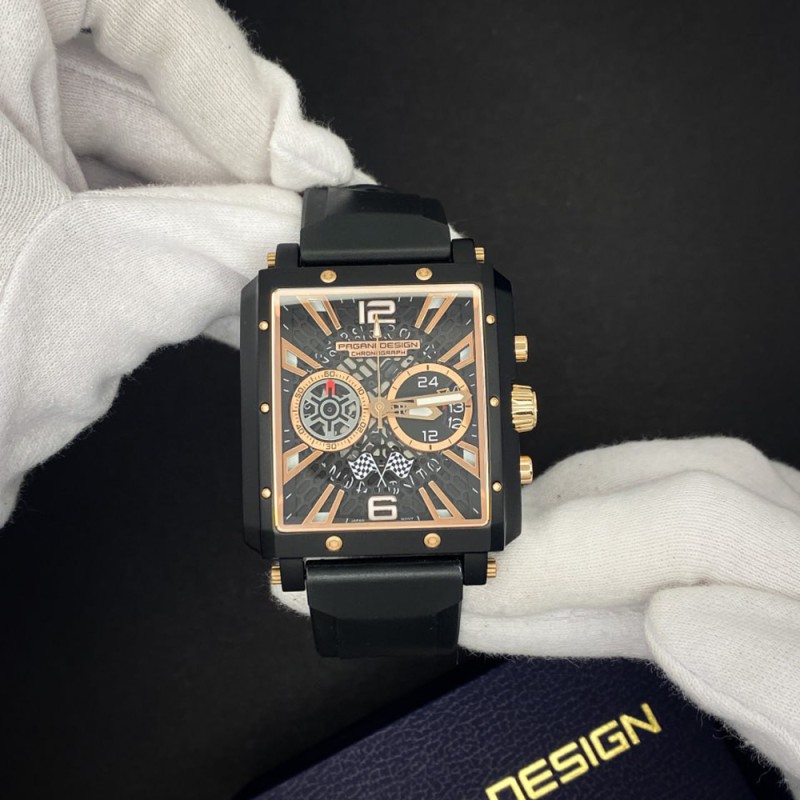 Мужские часы Pagani Design PD-1725 Black-Black с сапфировым стеклом и механизмом SEIKO VK64