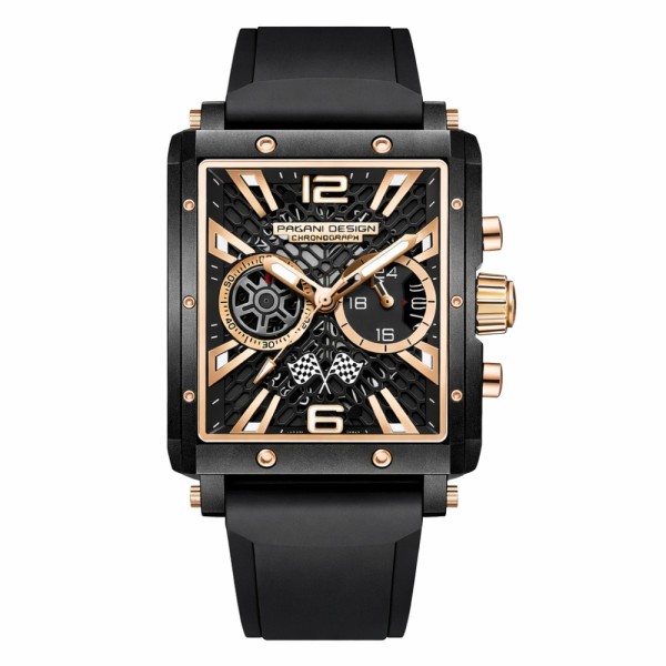 Мужские часы Pagani Design PD-1725 Black-Black с сапфировым стеклом и механизмом SEIKO VK64