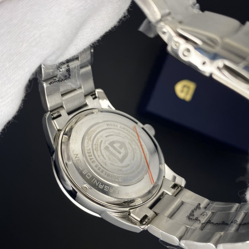 Мужские часы Pagani Design PD-1734 Silver-Black с сапфировым стеклом и механизмом SEIKO VH31