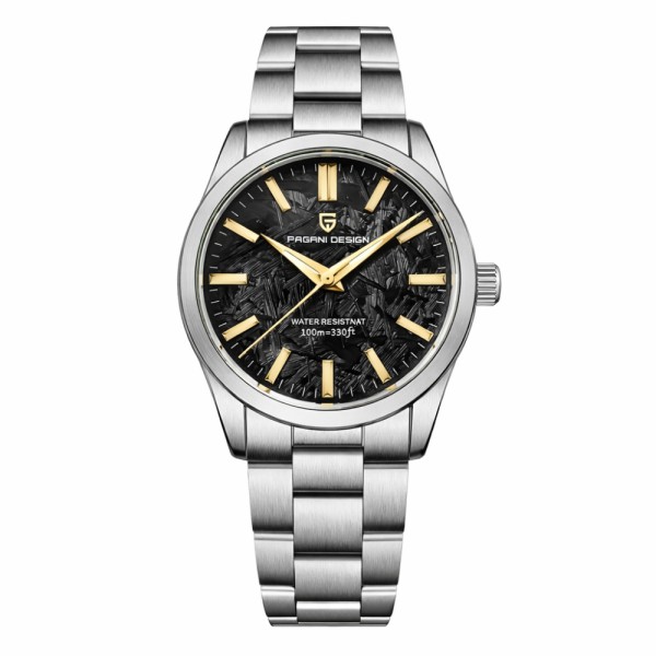 Мужские часы Pagani Design PD-1734 Silver-Black с сапфировым стеклом и механизмом SEIKO VH31