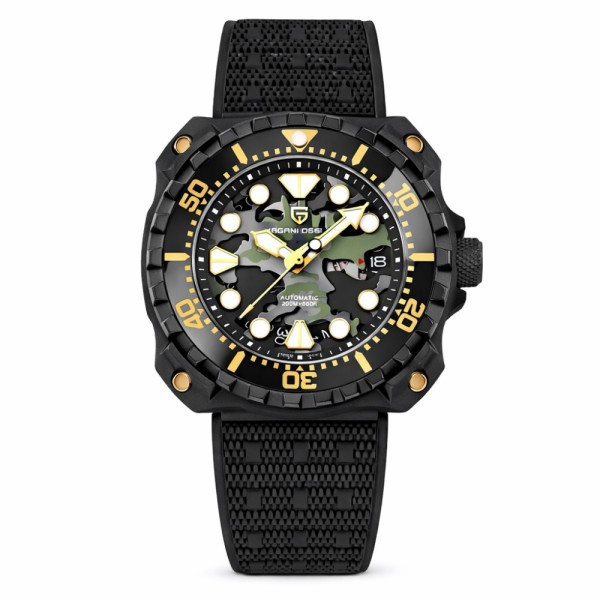 Мужские часы Pagani Design YN009 Black-Camo с сапфировым стеклом и механизмом Seiko NH35A