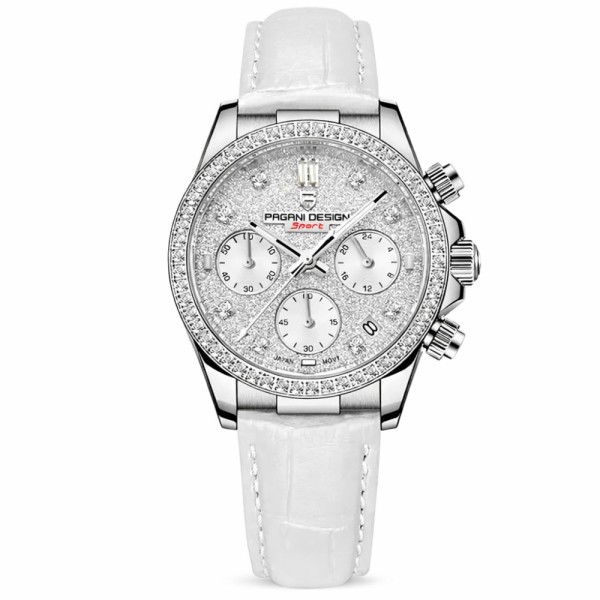 Жіночий годинник Pagani Design PD-1730 Silver-White з хронографом та сапфіровим склом