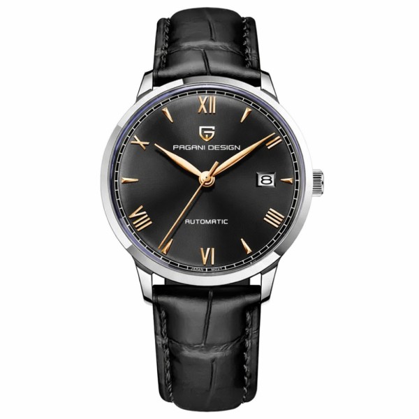 Чоловічий годинник Pagani Design PD-1759 Silver-Black з сапфіровим склом та механізмом SEIKO NH35