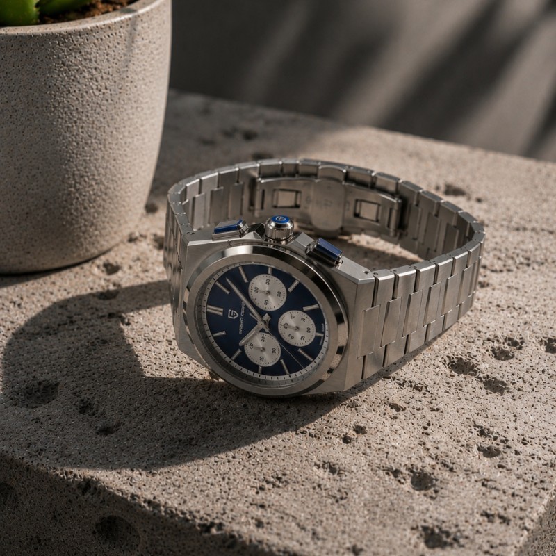 Мужские часы Pagani Design PD-1761 Silver-Black с сапфировым стеклом и механизмом SEIKO VK63