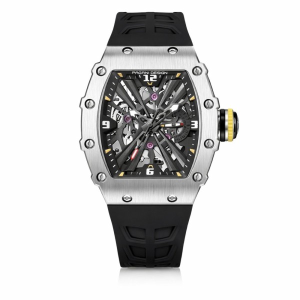 Мужские часы Pagani Design PD-1738 Silver-Black с сапфировым стеклом и японским механизмом SEIKO