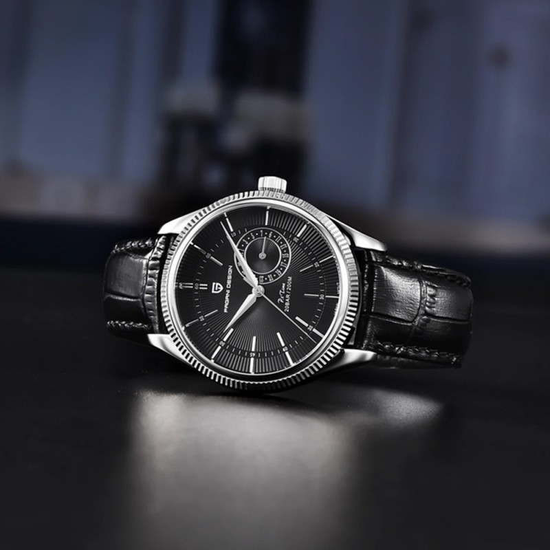 Мужские часы Pagani Design PD-1689 Silver-Black с сапфировым стеклом и механизмом SEIKO