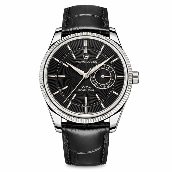 Мужские часы Pagani Design PD-1689 Silver-Black с сапфировым стеклом и механизмом SEIKO