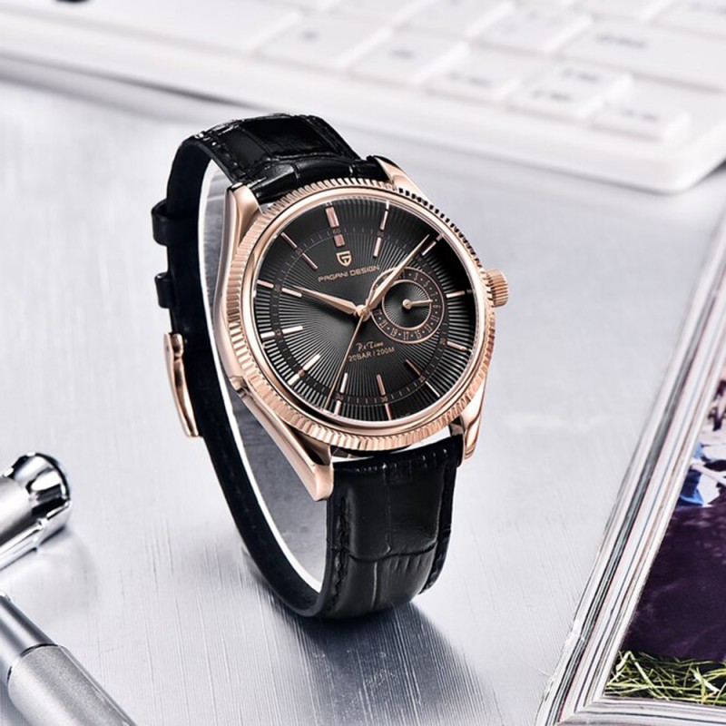 Мужские часы Pagani Design PD-1689 Gold-Black с сапфировым стеклом и механизмом SEIKO VH65