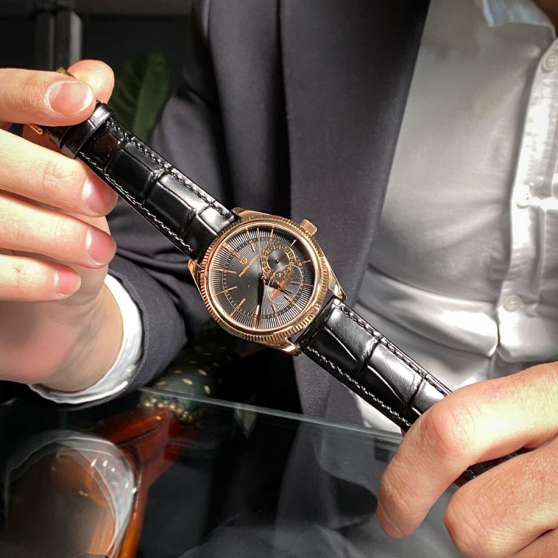 Мужские часы Pagani Design PD-1689 Gold-Black с сапфировым стеклом и механизмом SEIKO VH65