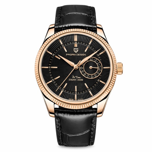 Мужские часы Pagani Design PD-1689 Gold-Black с сапфировым стеклом и механизмом SEIKO VH65