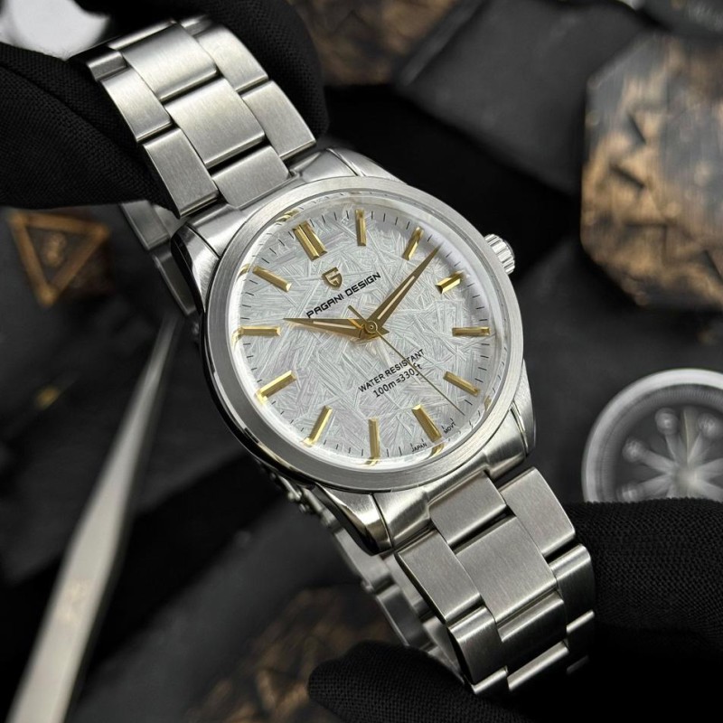 Мужские часы Pagani Design PD-1734 Silver-White с сапфировым стеклом и механизмом SEIKO VH31