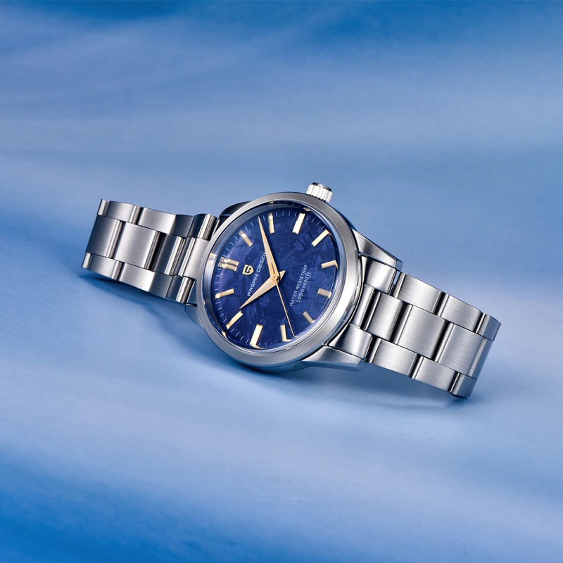 Мужские часы Pagani Design PD-1734 Silver-Blue с сапфировым стеклом и механизмом Seiko VH31