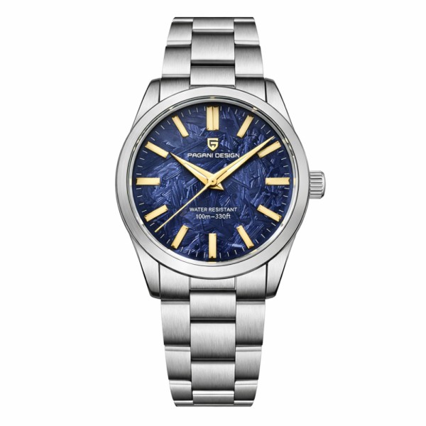 Мужские часы Pagani Design PD-1734 Silver-Blue с сапфировым стеклом и механизмом Seiko VH31