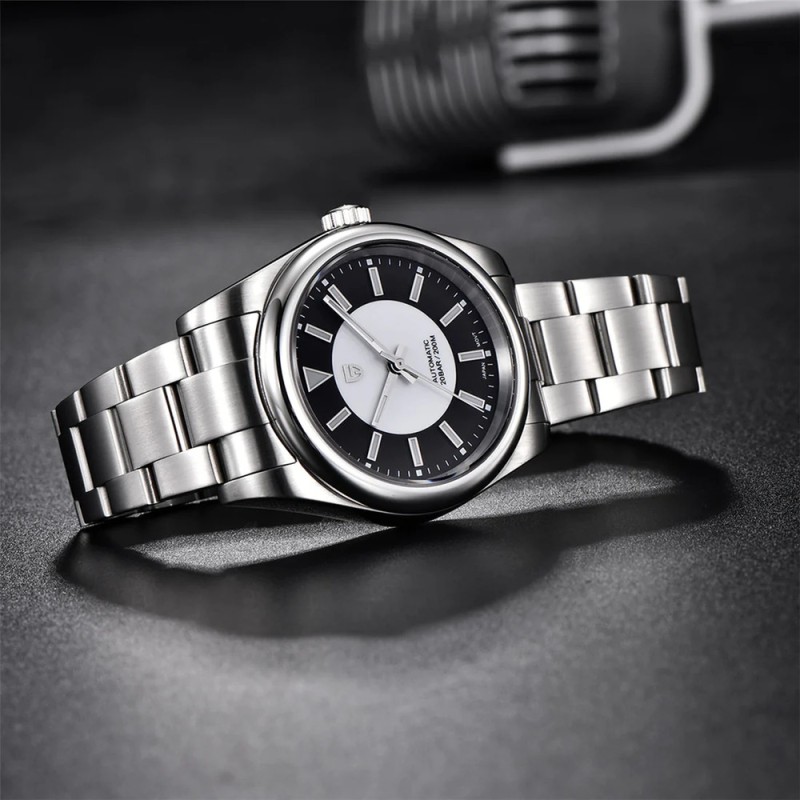 Мужские механические часы Pagani Design PD-1764 Silver-Black с сапфировым стеклом и механизмом SEIKO NH35