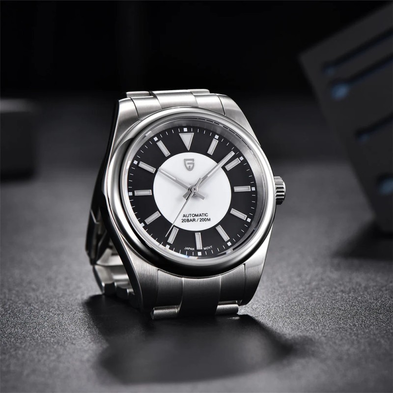 Мужские механические часы Pagani Design PD-1764 Silver-Black с сапфировым стеклом и механизмом SEIKO NH35