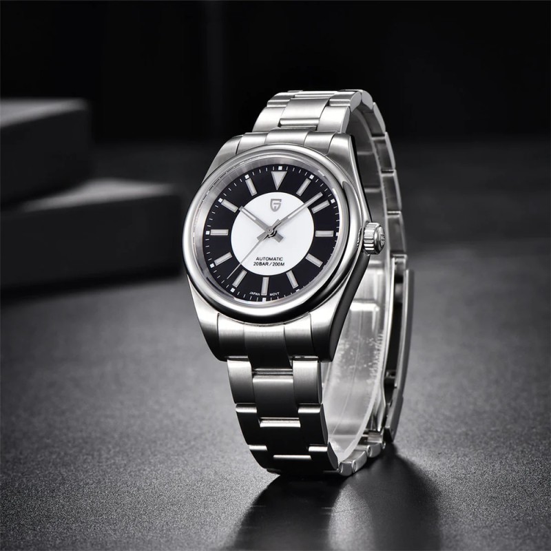 Мужские механические часы Pagani Design PD-1764 Silver-Black с сапфировым стеклом и механизмом SEIKO NH35