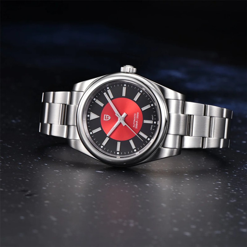 Мужские часы Pagani Design PD-1764 Silver-Red с сапфировым стеклом и механизмом SEIKO NH35