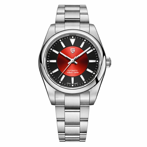 Мужские часы Pagani Design PD-1764 Silver-Red с сапфировым стеклом и механизмом SEIKO NH35