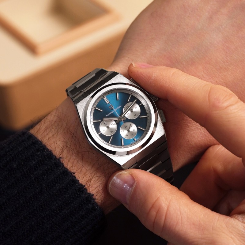 Мужские часы Pagani Design PD-1761 Silver-Blue с сапфировым стеклом и механизмом SEIKO VK63