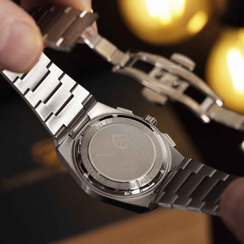 Мужские часы Pagani Design PD-1761 Silver-Blue с сапфировым стеклом и механизмом SEIKO VK63