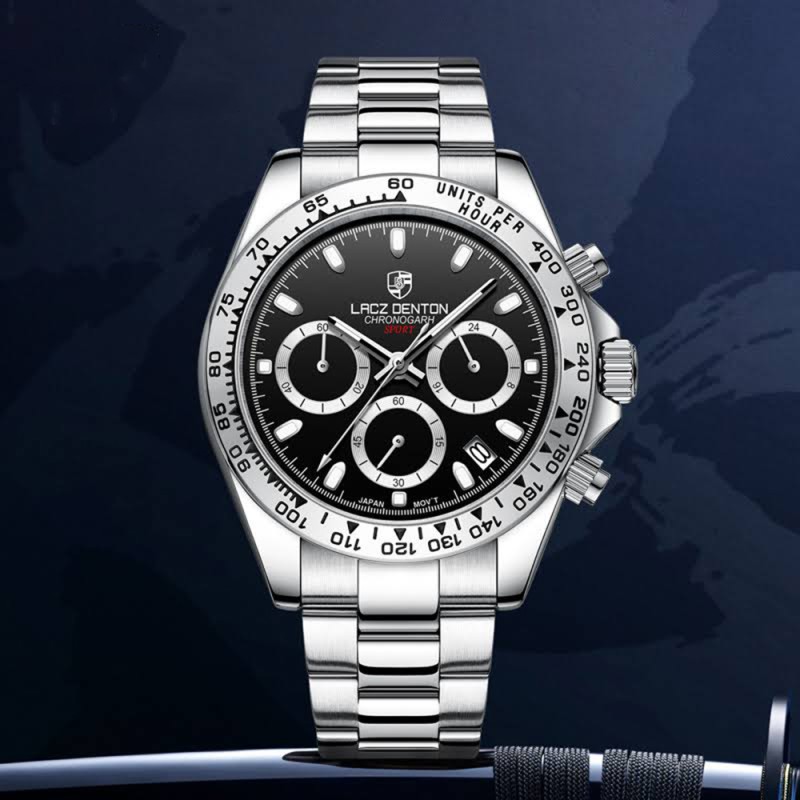 Мужские часы Pagani Design PD-1727 Silver-Black с сапфировым стеклом и механизмом SEIKO VK63