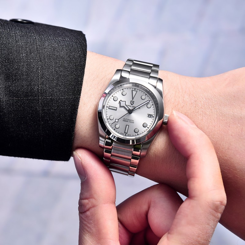 Мужские механические часы Pagani Design PD-1716 Silver-White с сапфировым стеклом и механизмом SEIKO NH35A