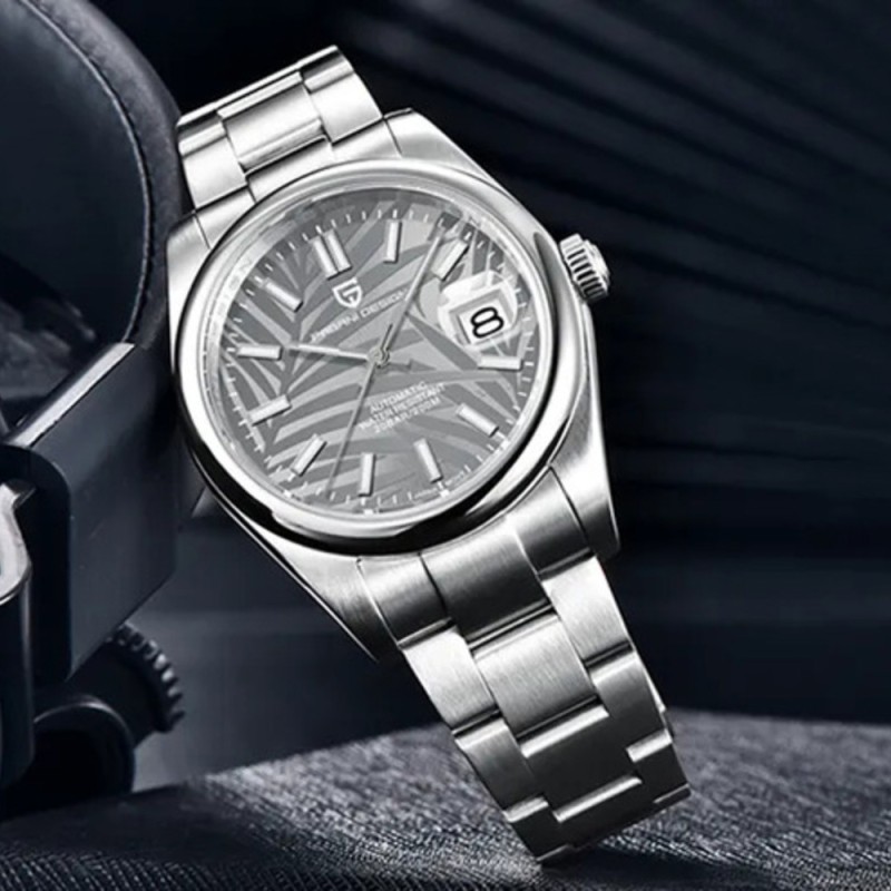 Мужские часы Pagani Design PD-1715 Silver-White с механизмом Seiko NH35 и сапфировым стеклом