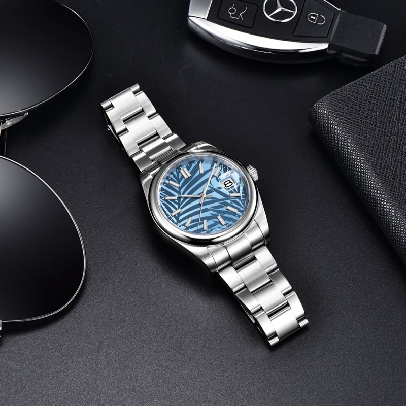 Мужские механические часы Pagani Design PD-1715 Silver-Blue с сапфировым стеклом и механизмом Seiko NH35