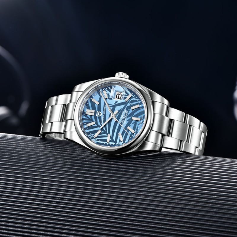 Мужские механические часы Pagani Design PD-1715 Silver-Blue с сапфировым стеклом и механизмом Seiko NH35