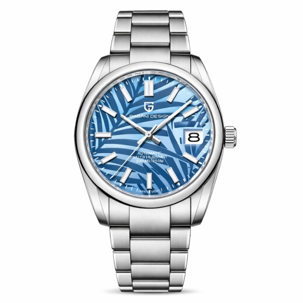 Мужские механические часы Pagani Design PD-1715 Silver-Blue с сапфировым стеклом и механизмом Seiko NH35