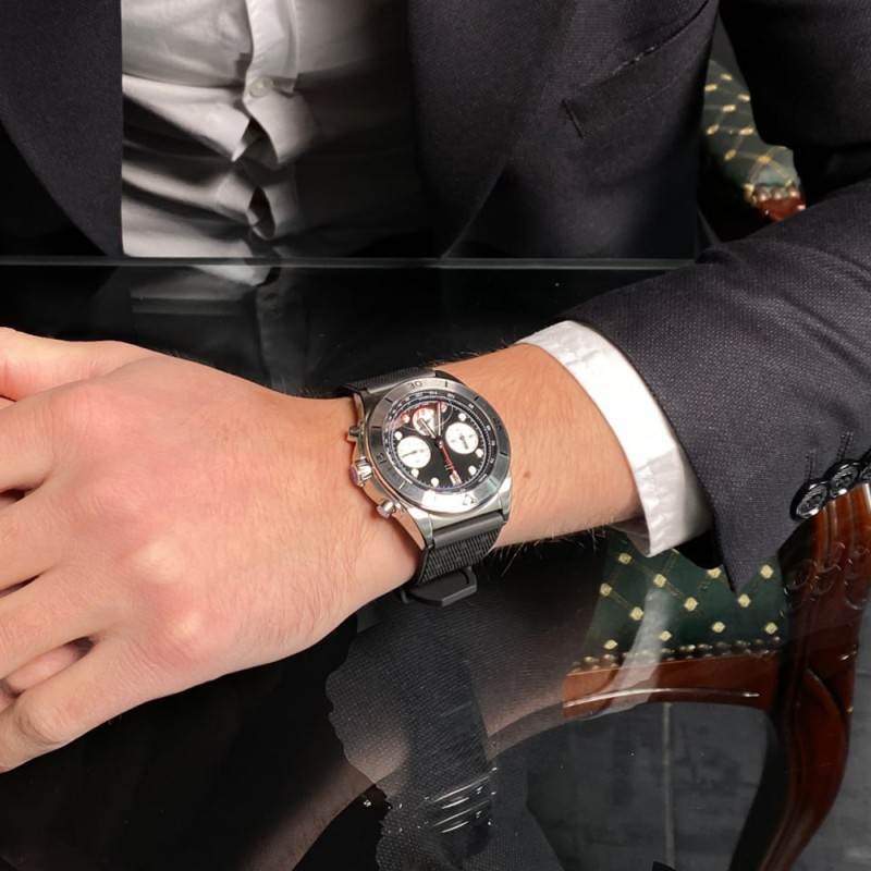 Мужские часы Pagani Design PD-1705-1 Silver-Black с сапфировым стеклом и механизмом Seiko VK63