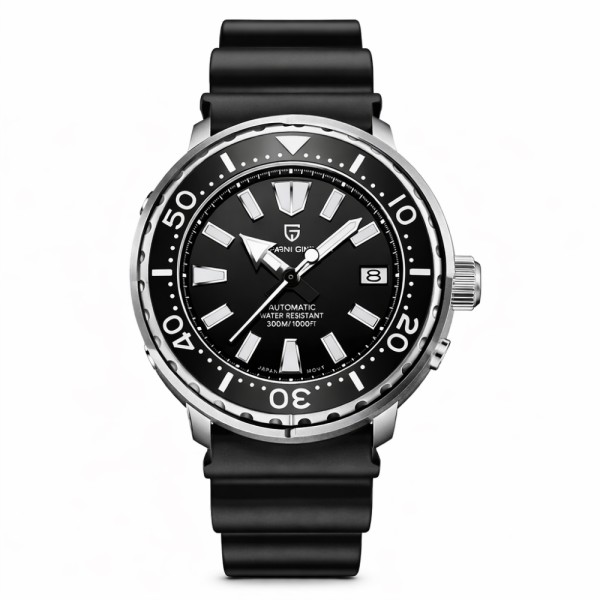 Мужские механические часы Pagani Design PD-1695 Silver-Black с сапфировым стеклом и механизмом SEIKO NH35