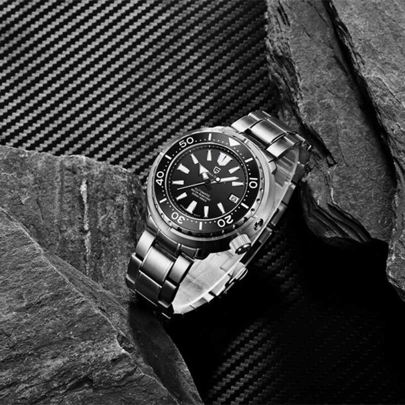 Мужские механические часы Pagani Design PD-1695 Silver-Black Steel с японским механизмом Seiko NH35