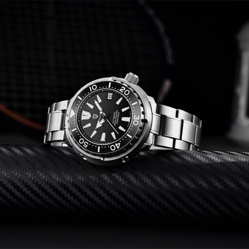 Мужские механические часы Pagani Design PD-1695 Silver-Black Steel с японским механизмом Seiko NH35