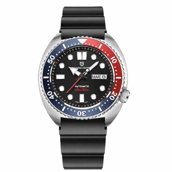 Мужские часы Pagani Design PD-1696 Silver-Black Pepsi с сапфировым стеклом и механизмом SEIKO NH35A