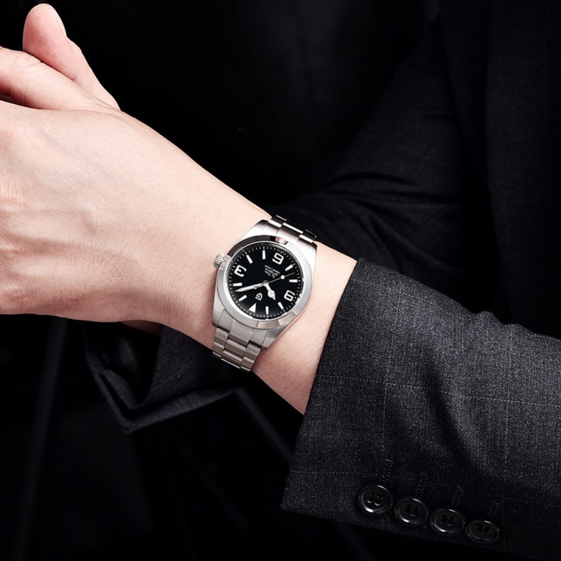 Мужские часы Pagani Design PD-1692 Silver-Black с механизмом Seiko NH35 и сапфировым стеклом
